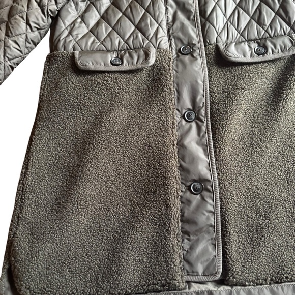 LOFT Quilted Sherpa Funnel Neck Jacket | Cozy Chic Neutral | MP - Picture 12 of 13